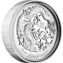 Australia 2012 Year of Dragon $1 High Relief Pure 1 Oz Silver Coin Perfect