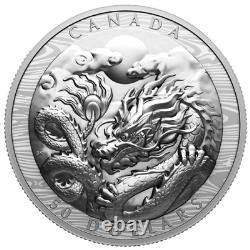 Canada Extra High Relief (EHR) $50 Dollars Silver Coin, Year of Dragon 2024
