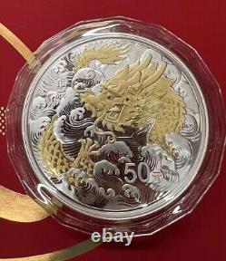 China 2024 Chinese Zodiac Dragon Year 150g Silver Coin 50Yuan, with Box&COA