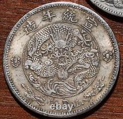 China Qing Dynasty XuanTong Emperor 1Year Silver Coin Long Tailed Dragon Money