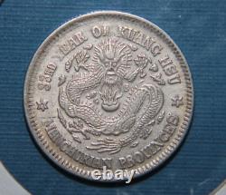 China coin silver 1907 33rd Year Manchuria 20 Cents /small indent/ XF/AU