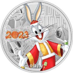 Looney Tunes Year of the Rabbit Bugs Bunny 1oz Pure Silver Coin NZ Mint