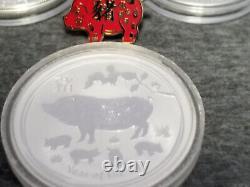 Lot Silver Coins Year of the Pig Bitain Australia USA