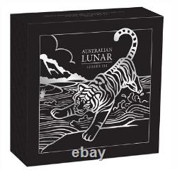 Lunar Series III 2022 Year of the Tiger 1oz Silver High Relief Coin, Perth Mint