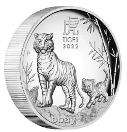 Lunar Series III 2022 Year of the Tiger 1oz Silver High Relief Coin, Perth Mint