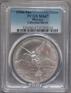 Mexico Silver 1 Onza Unc Coin 1996 Year Km#613 Libertad Pcgs Ms67