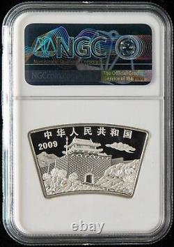 NGC MS70 China 2009 Lunar Zodiac Ox Year Fan Shape Silver Coin 1 oz 10 Yuan
