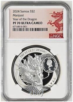NGC PF70 Samoa 2024 Wenshu Buddha Lunar Dragon Year silver coin 1oz 2 Dollars