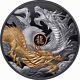 Niue 2024 Year Dragon Dueling $10 5 Oz Gilded Silver Black Proof Serial #555