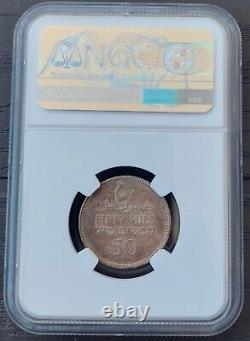 Palestine Silver 50 Mils Unc Coin 1927 Year Km#6 Ngc Grading Ms65