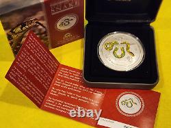 Perth Mint 2 OZ LUNAR YEAR OF THE SNAKE 2013 SERIES II silver coin coloured