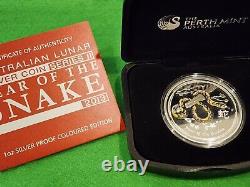 Perth Mint LUNAR YEAR OF THE SNAKE 2013 SERIES II 1 oz silver coin coloured