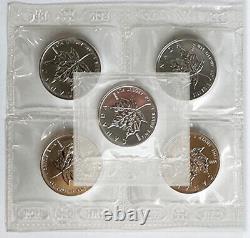 Rare! 1997 $5 1 oz Silver Maple Leaf coins -5 pack (Rarest Year Minted) Sealed
