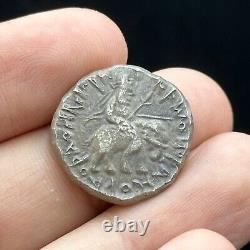 Rare Ancient Kushan Empire King With Animal Silver Coin 2000+ Years Old e