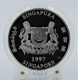Singapore 1997 The Year of the Ox 2 oz Silver Piedfort Proof Coin