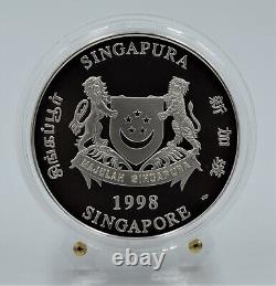 Singapore 1998 The Year of the Tiger 2 oz Silver Piedfort Proof Coin