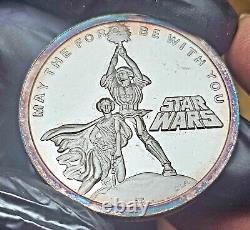 Star Wars The First Ten Years Vintage 1 oz. 999 Fine Silver Coin Rainbow Toning