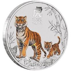 YEAR OF THE TIGER AUSTRALIAN LUNAR SERIES III 2022 2 oz Silver Color Coin