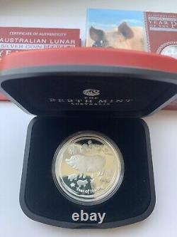 Year Of The Pig 1 oz Proof. 9999 Silver Coin Australian Lunar II